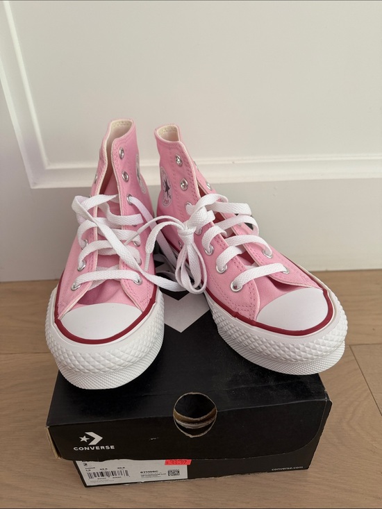 Converse Other - Converse Kids Pink High-Top Canvas Sneakers with White Laces